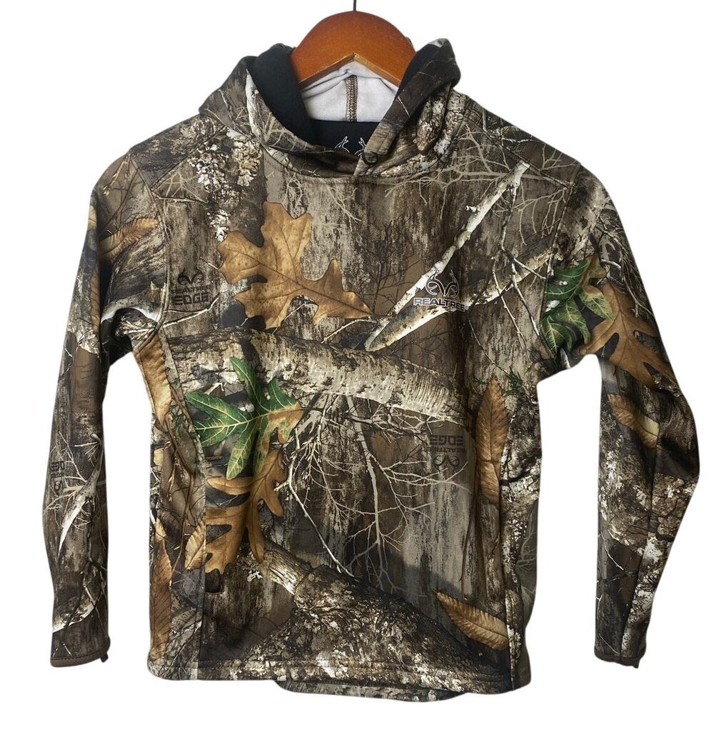 Real Tree Boys Long Sleeve Camo Fleece Hunting Hoodie Size Small (6-7)